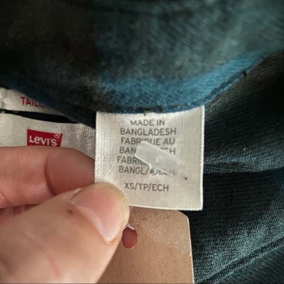 New Levi’s Blue Green Plaid Button Down Shirt - XS - Picture 4 of 4